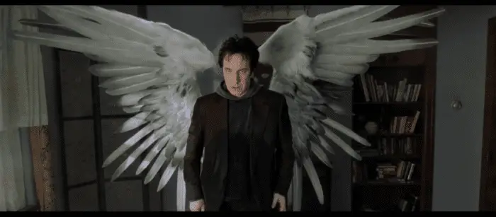 Alan Rickman as the Metatron spreads his wings in Dogma